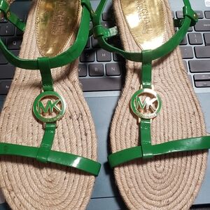 Michael Kor Green Patent Sandal